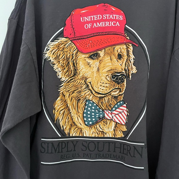 Simply Southern Patriotic Dog Red Hat United States of America Shirt Top Sz XXL - Picture 5 of 10